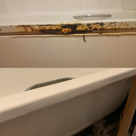 Rusty steel bath spot repair completed in Bristol