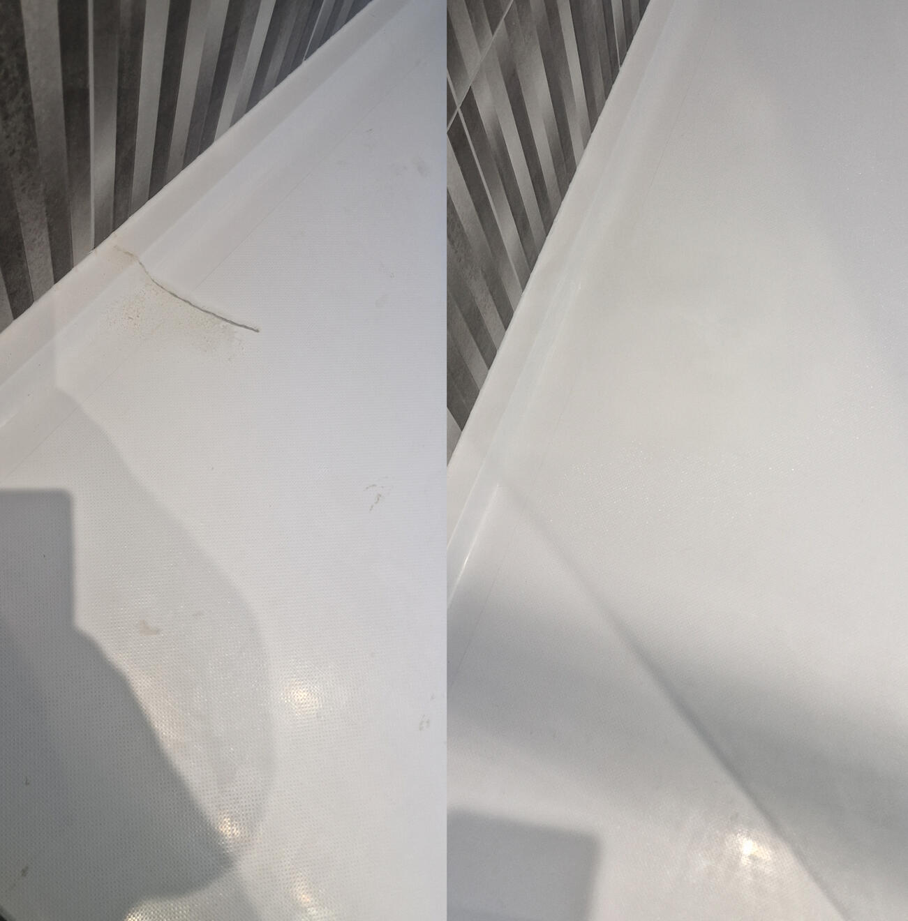 before and after pictures of a stone resin acrylic shower tray crack repair before and after pictures of a stone resin acrylic shower tray crack repair in Bristol