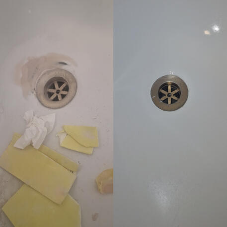 Rusty plug hole. Repaired in Bristol