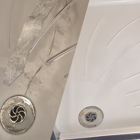 Stone resin shower tray crack repaired in Bristol