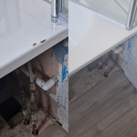 Steel bath chips repaired to look invisible - job completed in Bristol city