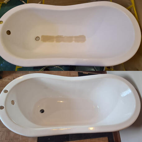 Acrylic roll top bath polished and crack repair done in Bristol