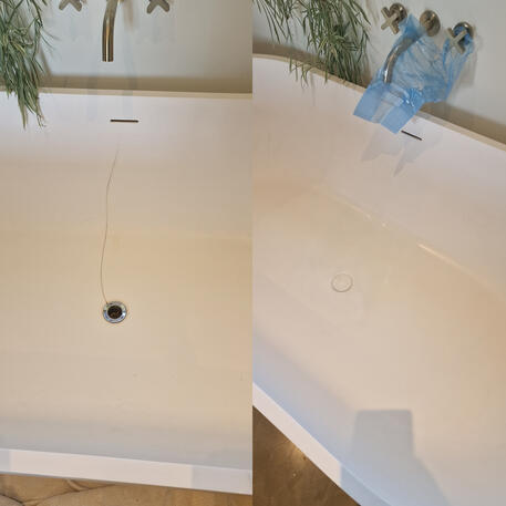 Stone resin bath tub with huge crack repaired in Bristol